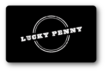 Lucky Penny logo over black background